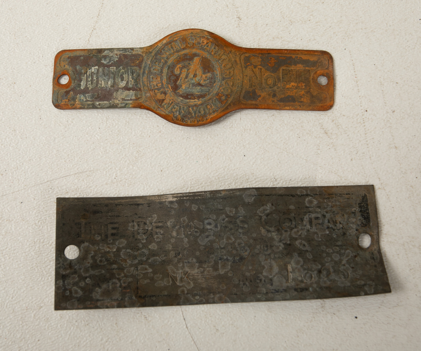 Delaval & Devilbiss Company Metal Tags (B7A) Junior (JSF6) Cream Separator