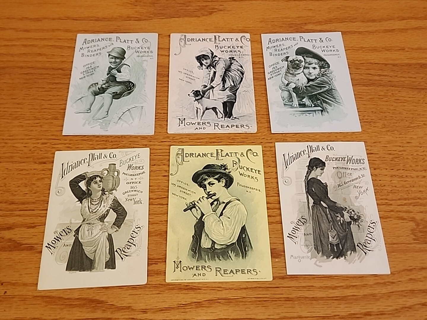 6x Adriance Platt Buckeye Works Trade Cards