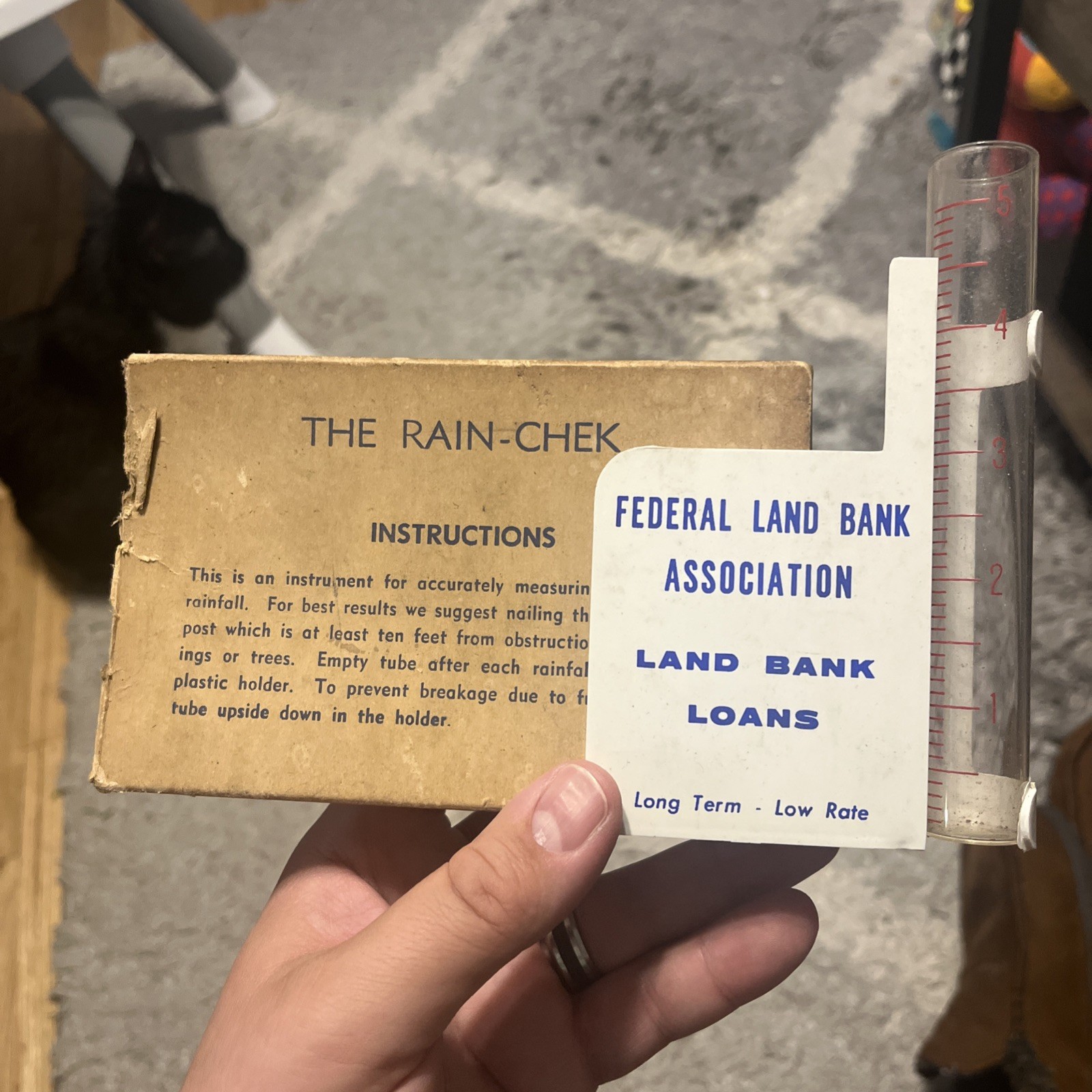 Rain Guage Federal Lank Bank Association Land Bank Loans W/ Box Rain-Chek