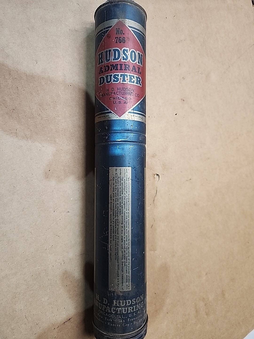 Vintage Admiral Duster Co. HUDSON No. 766 Garden Pesticides Bug Sprayer Nice!