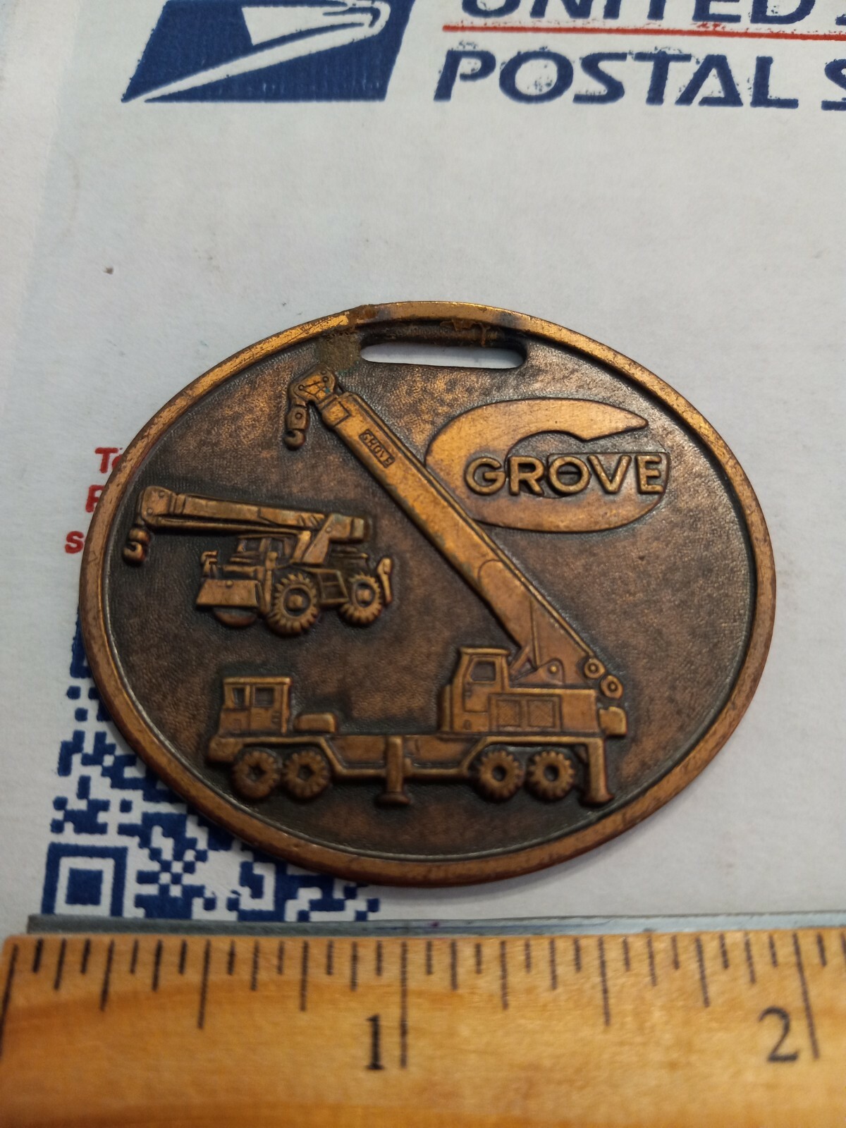 GROVE TRUCK CRANE ADVERTISING WATCH FOB FOR ANDERSON EQUIPMENT COMPANY