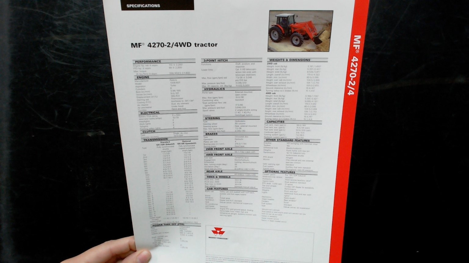 Massey Ferguson MF 4270-2/4WD Tractor Vintage Brochure Red White