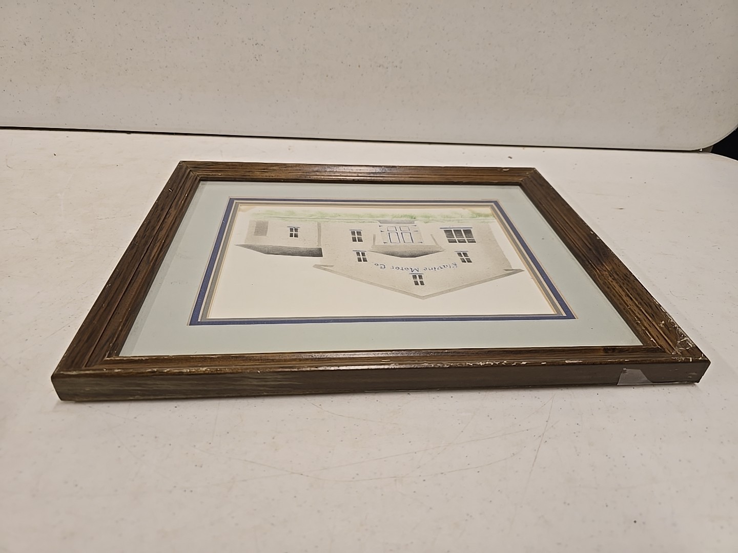 Vintage Klavine Motor Co Geneseo IL Textile Shop Painting Framed New Idea Dealer