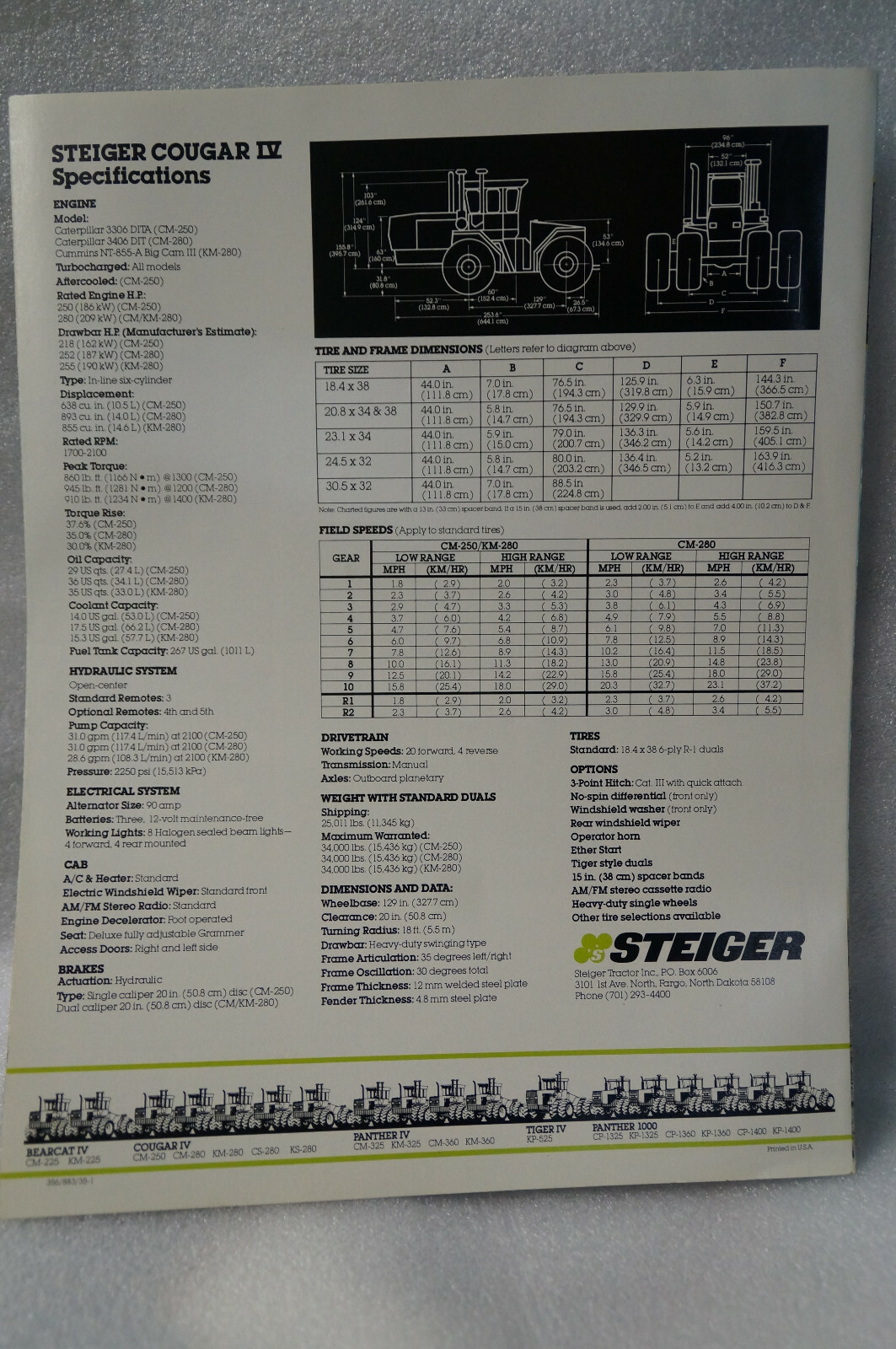 STEIGER COUGAR IV SALES BROCHURE 6 PAGES – Mint