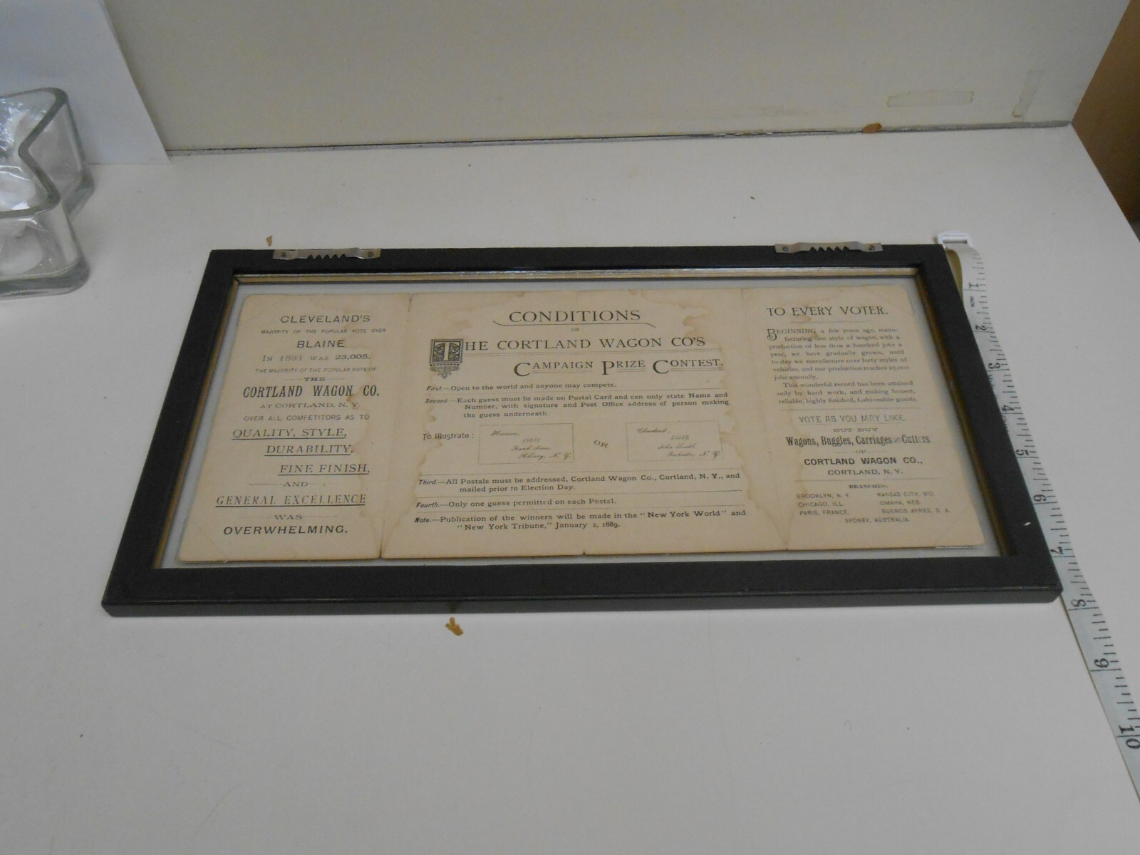 Rare 1888 Cortland Wagon Co., Presidental Vote Advertisements/Consent