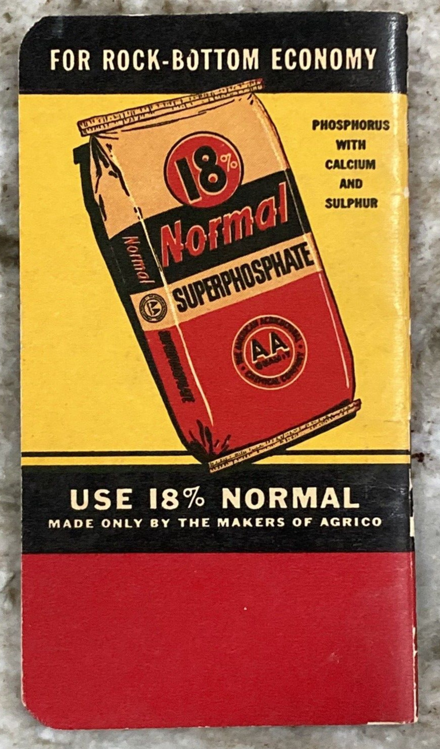 AGRICO Fertilizer Memo Booklet 1947 Agriculture Advertisement Memo Book A992