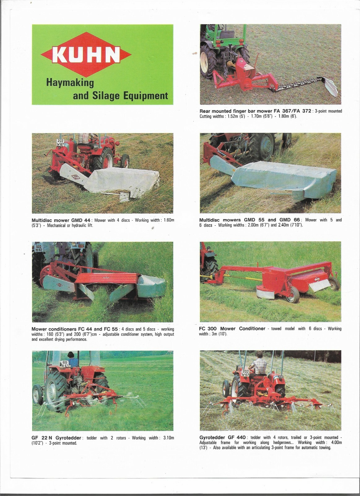Original Kuhn Haymaking Silage Equipment Mower Conditioner Tedder Sales Brochure