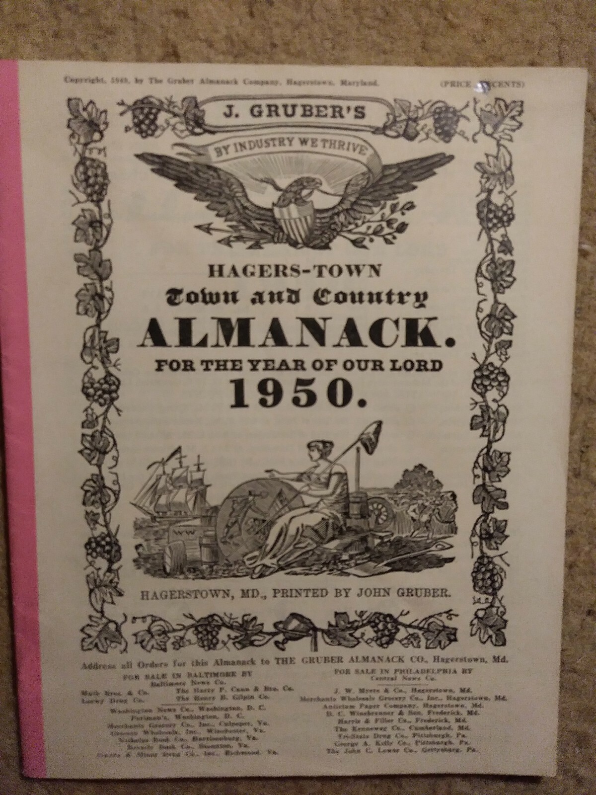 Hagerstown Town & Country Almanac 1950 John Gruber VINTAGE