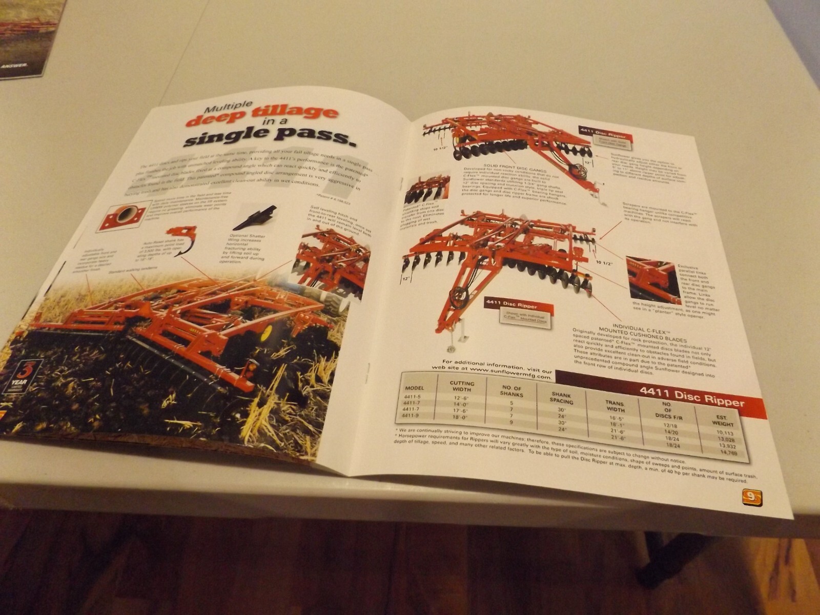 SUNFLOWER PRIMARY TILLAGE TOOLS MODEL 4530 CHISEL, LIT # BAC 36028 4/06