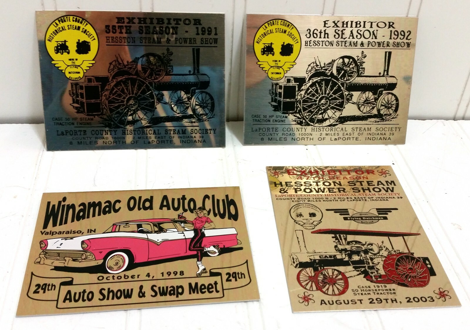 Old Auto Club & Hesston Antique Steam Power Show EXHIBITOR PLAQUE Lot Exibits