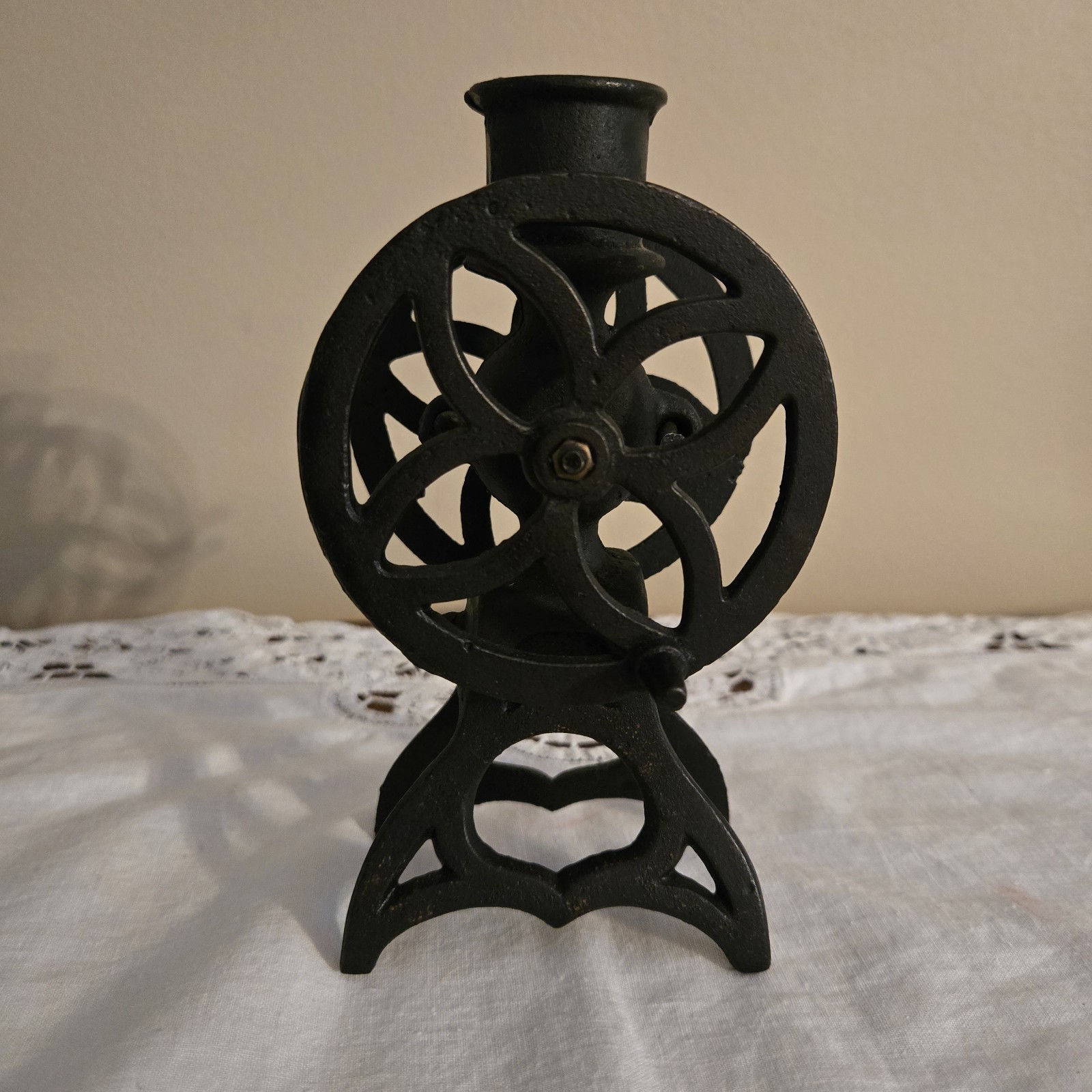 Vtg Black Cast Metal Salesman Sample Coffee Grinder Cream Separator Wheels Turn