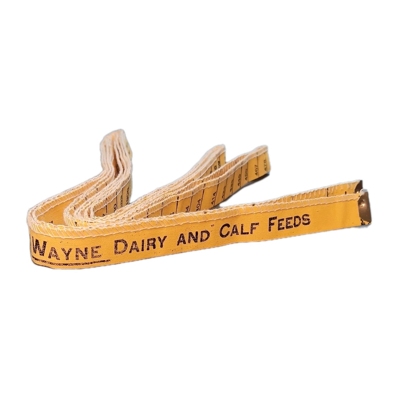 Vtg Wayne Dairy & Calf Feeds Cattle Weight & Height Tape Measure IA Advertising
