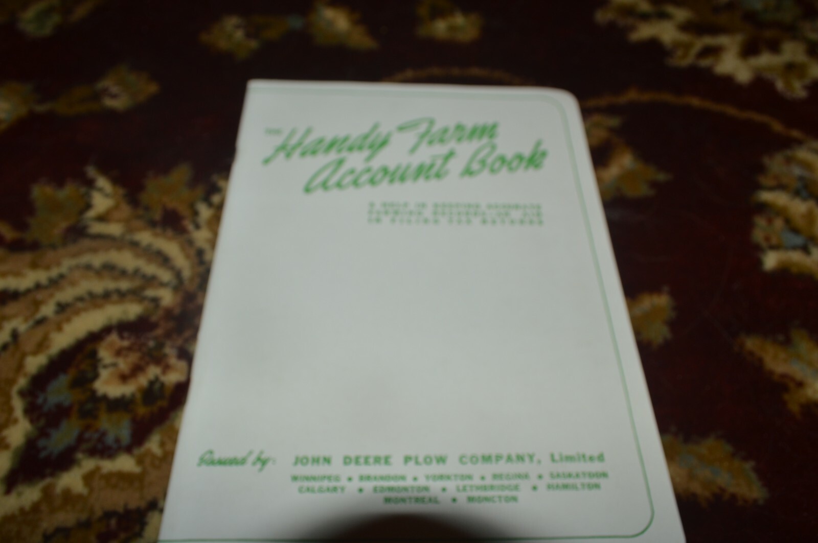 John Deere Account Book For 1958 Unused Brochure FCCA