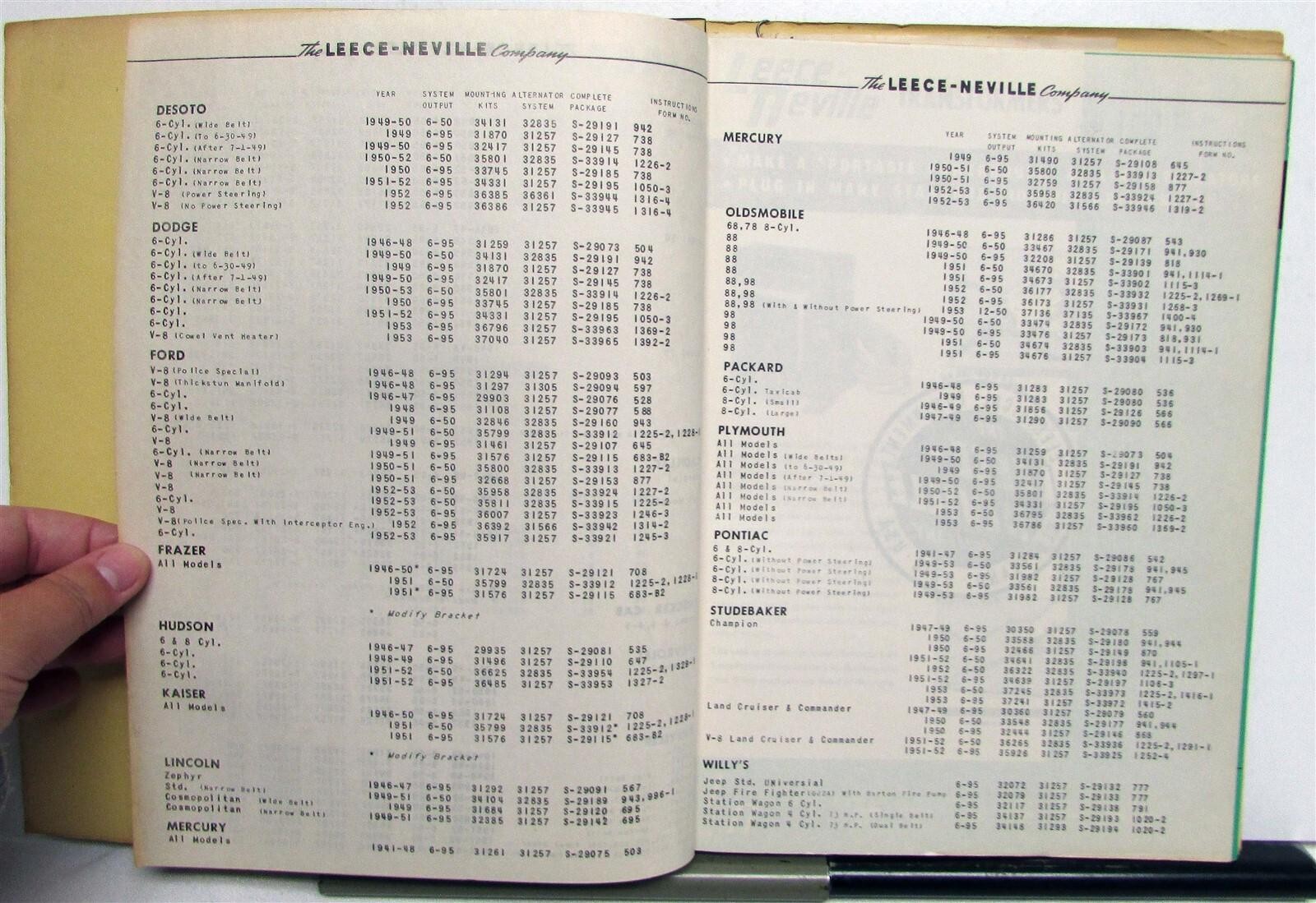 1953 Leece-Neville Electrical Parts List Diagrams A.C. Service Manual