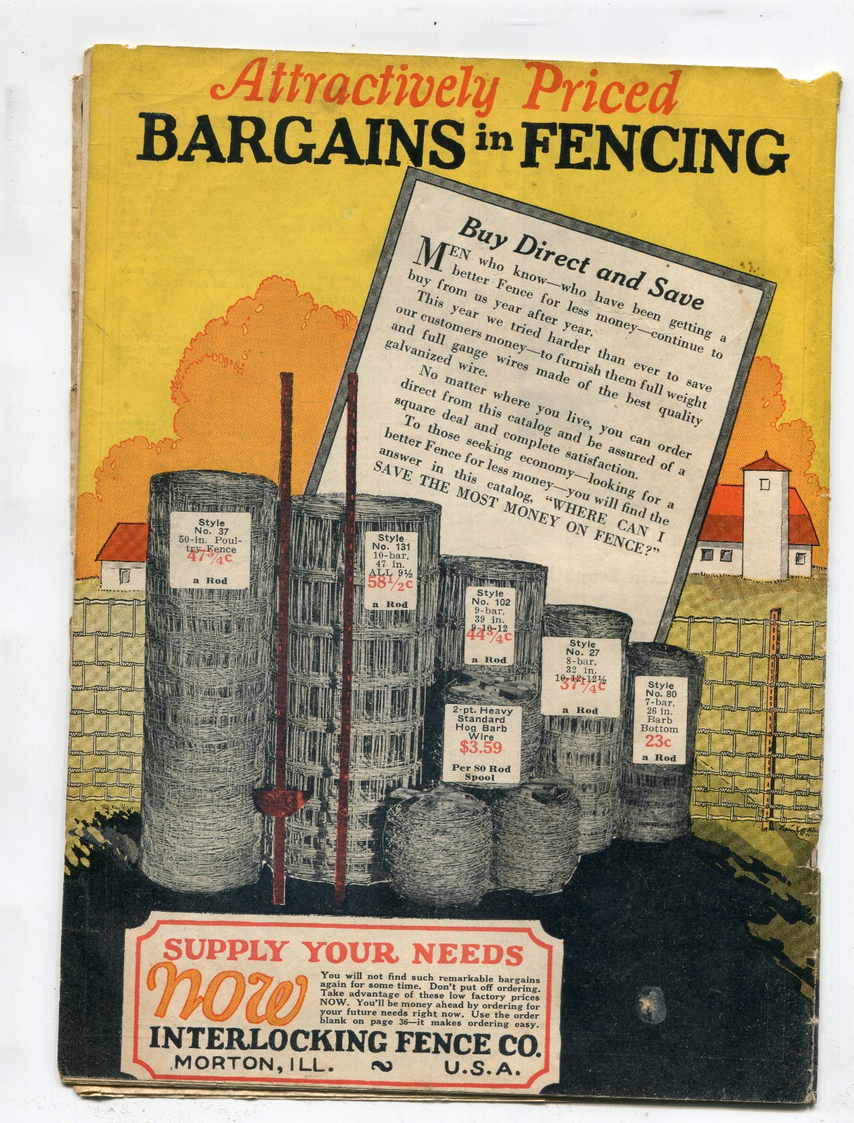 Interlocking Fence Co. Catalog, Better Fences Factory Prices, 1925