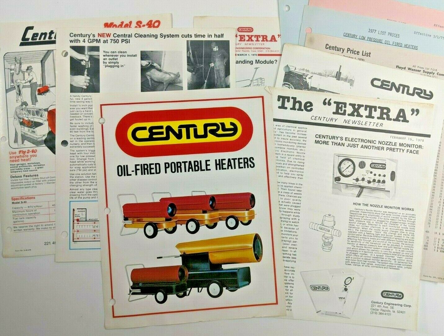 Vintage OEM 1977 70s Century Brochures Flyers Farm Equipment Dealer Price Lists