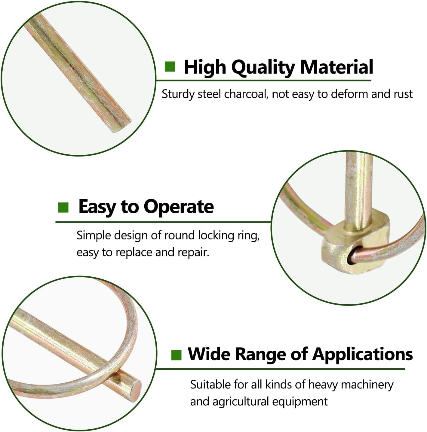 12 PCS Heavy Duty Linch Pin with Ring, 3/16&Prime; X 1-1/2&Prime; Linch Pins for Trailer Tro