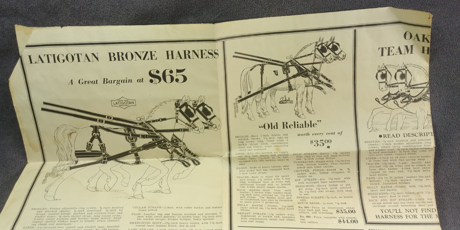 1920s Aniser Mercantile St Joseph Missouri Fold Out Ad Harness Hardware Antique