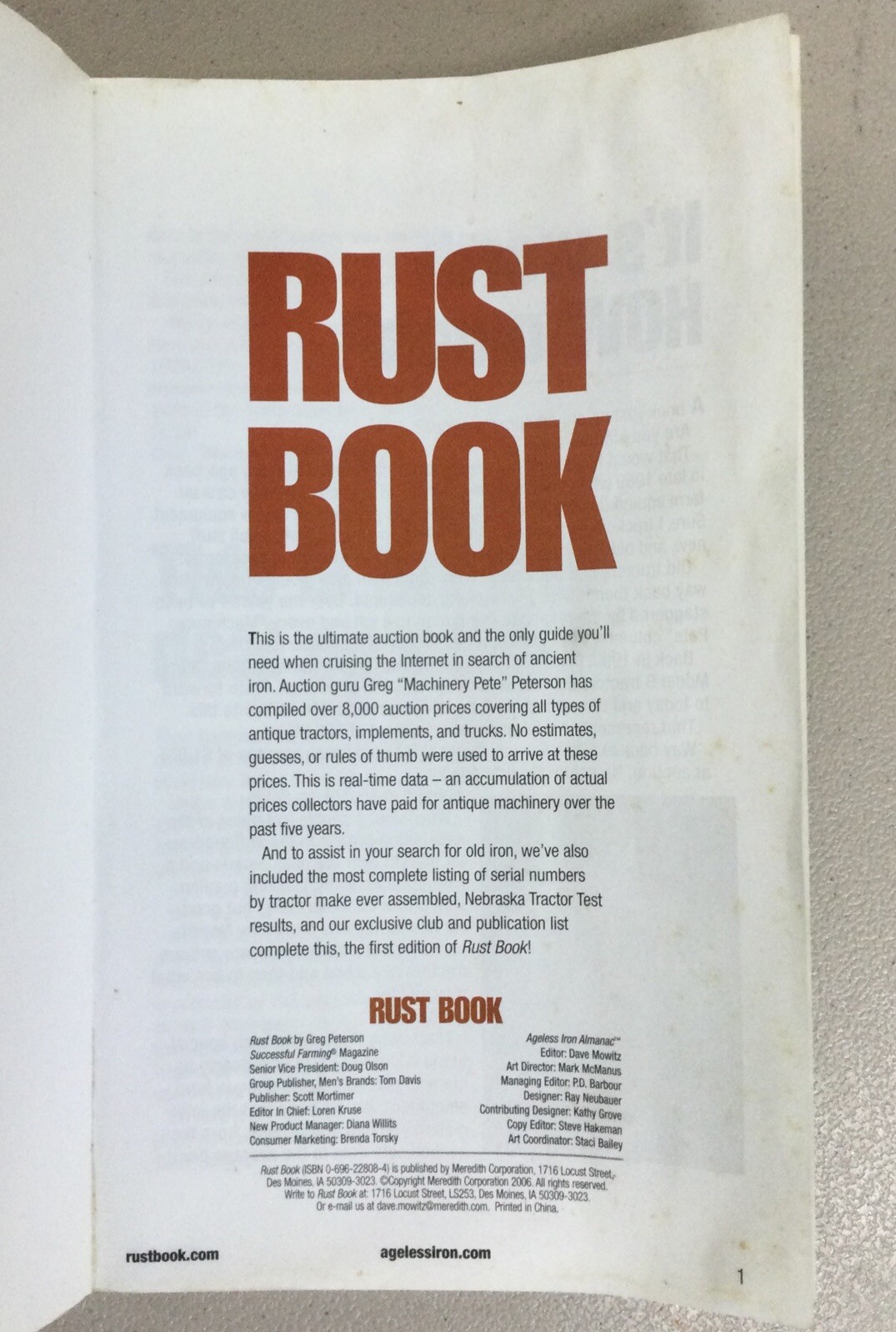 Rust Book – Actual Auction Prices 1920 – 1970’s – Machinery Pete 2006