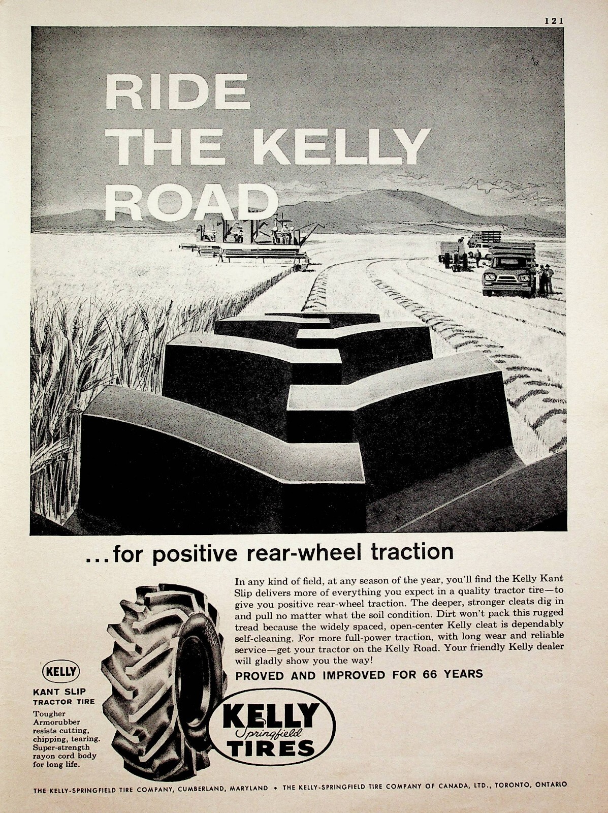 1960 Kelly Springfield Tire Cumberland MD Kant Slip Tractor Tires – Vintage Ad
