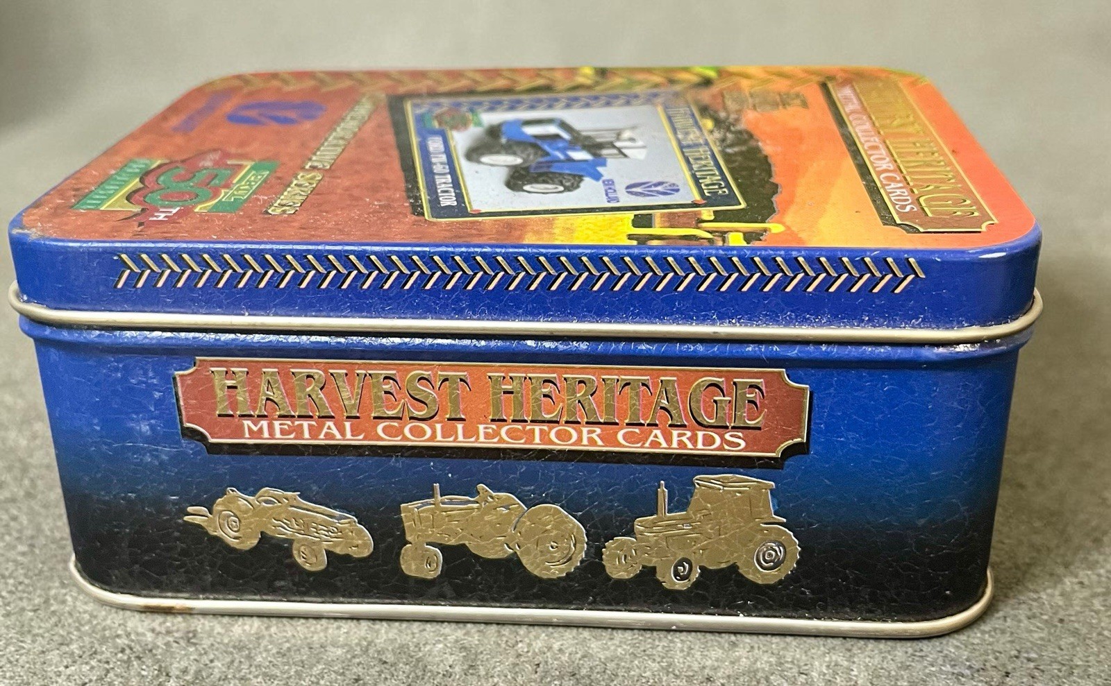 1995, ERTL 50th Ann., Harvest Heritage 6 Collector Cards In Tin New Holland NIOB