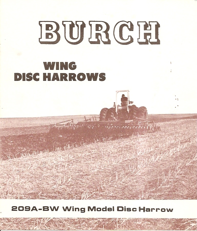 Farm Implement Brochure – Burch – 209A-BW – Wing Disc Harrow – c1970 (F2802)