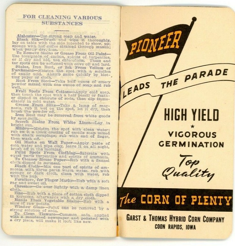 Pioneer Hybrids Reference & Ad Booklet,1958 , Coon Rapids, IA. 2.5 x 5.25 Y5