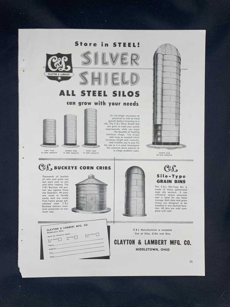 Magazine Ad* – 1954 – Clayton & Lambert Co., Middletown, OH – Silver Shield Silo