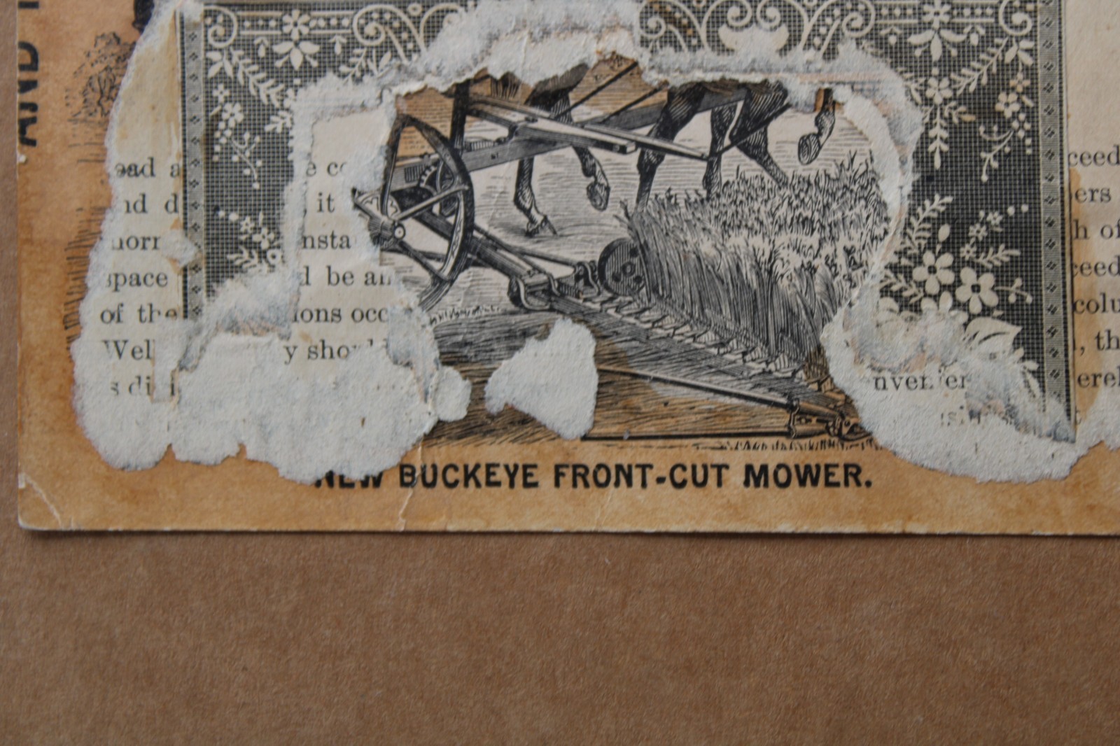 RARE ANTIQUE 1800&rsquo;s AULTMAN MILLER CO. FRONT CUT MOWER Old 6 in. Trade Card Sign