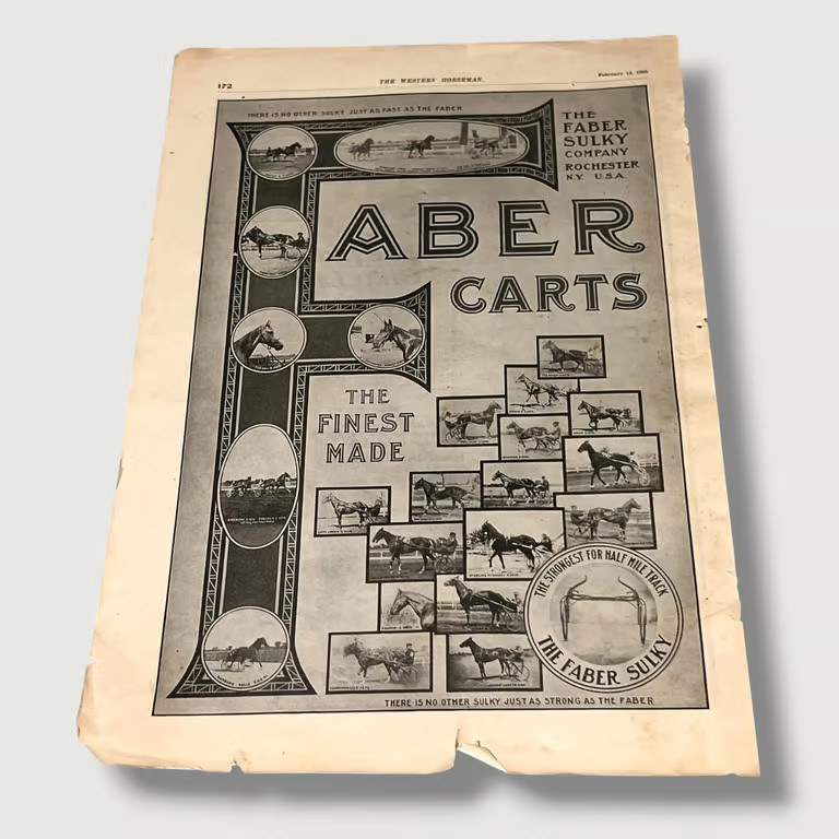 1909 Aber Carts The Faber Sulky Co Rochester New York Horses Vintage Ad V
