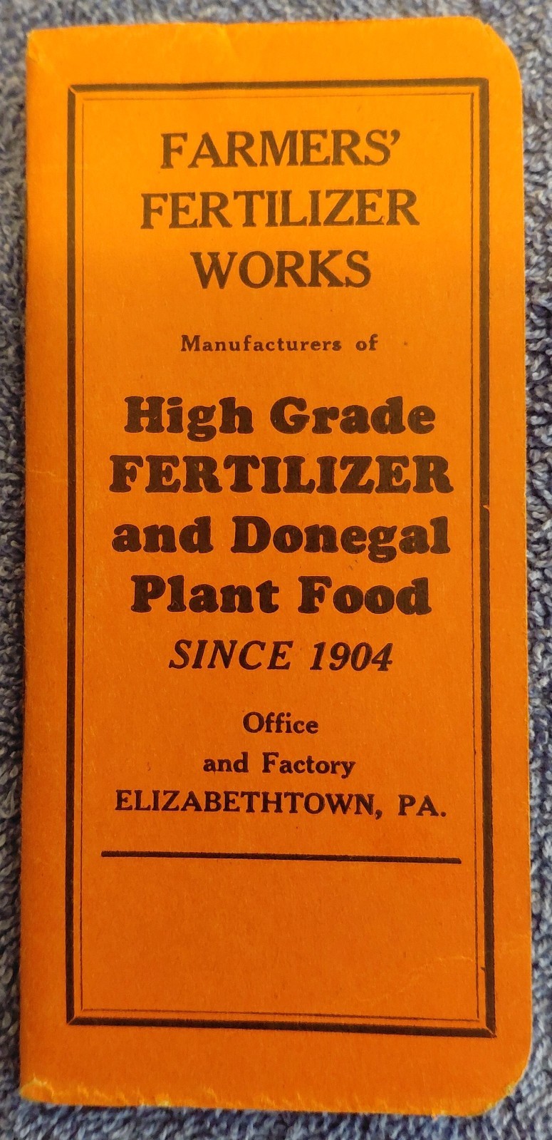 PA Fertilizer Memo Book Lot • Farmers’ Fertilizer Works & Dempwolf’s 1921