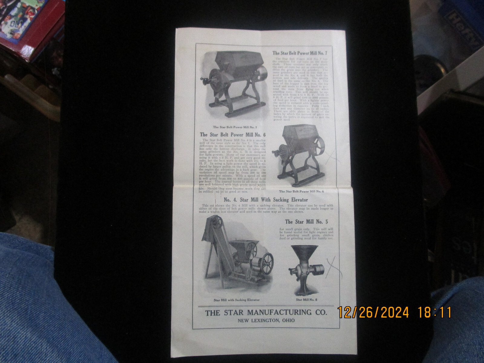 NEW LEXINGTON OHIO, The Star Manufacturing Co. Advertising Feed Grinders c1910