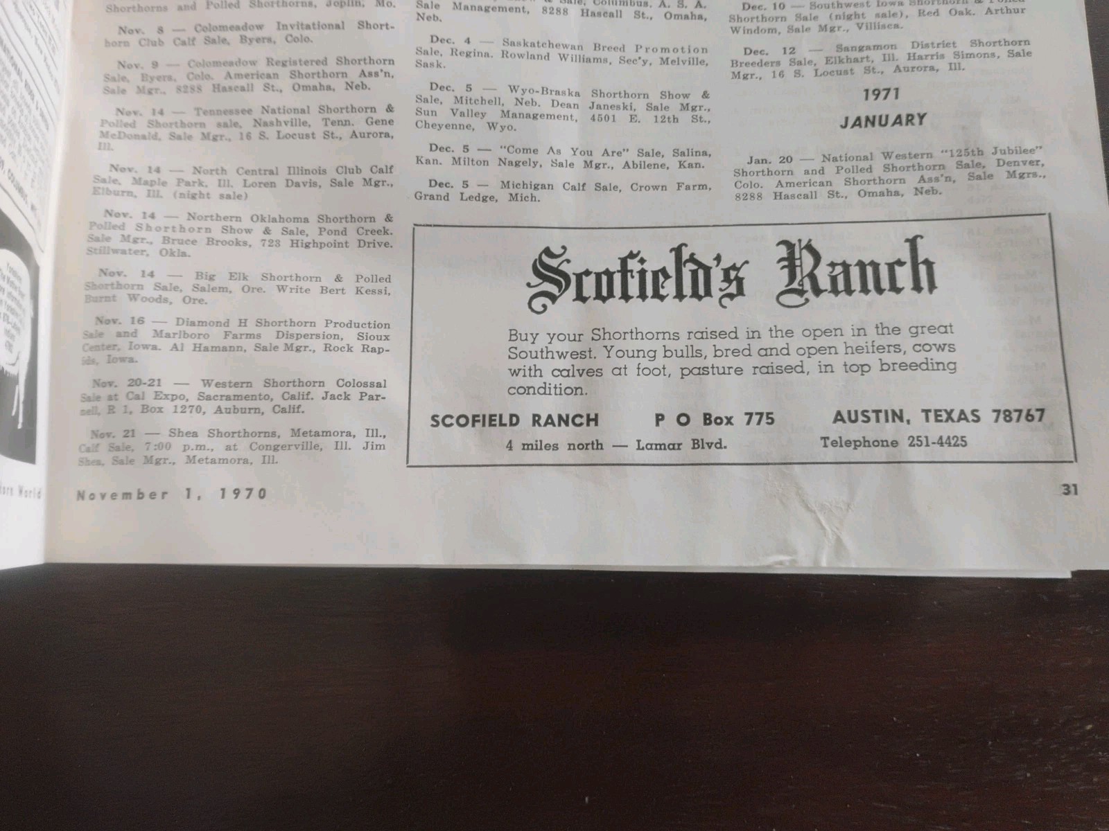 The Shorthorn World Nov.1,1970 Shorthorn Magazine Breed Publication