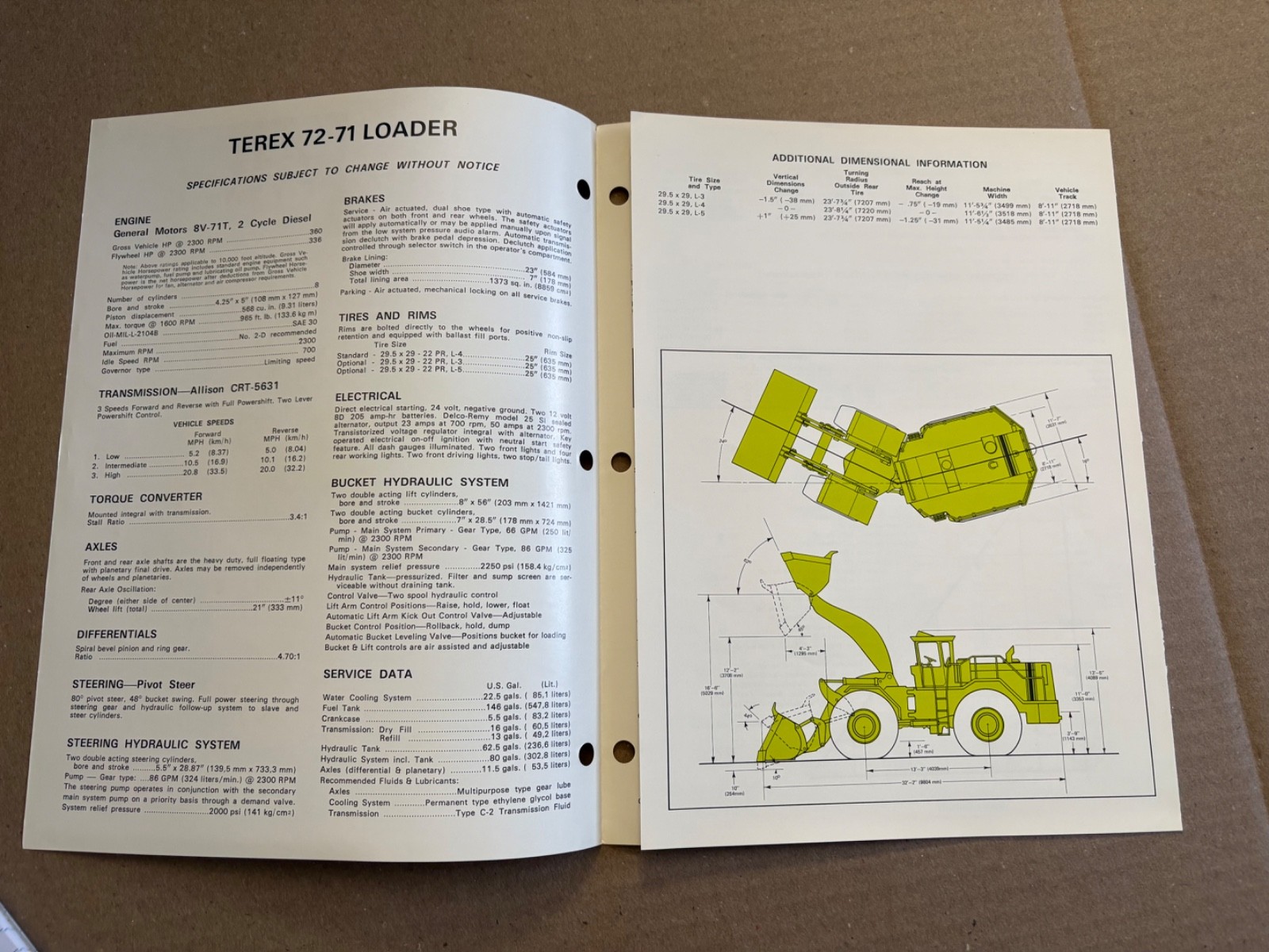 Vintage Terex 72-71 Loader Sales Brochure