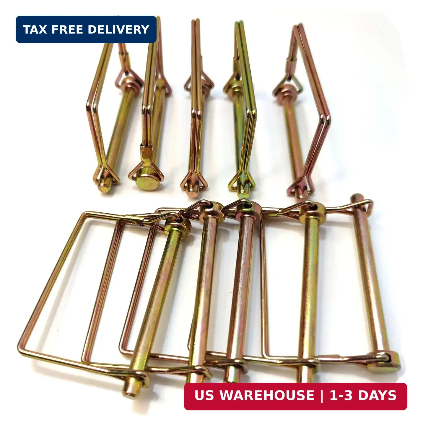 Wire Lock Pin, Trailer Coupler Pin,Hitch pin,1/4 Inch, 10 Pieces, Square, Gold