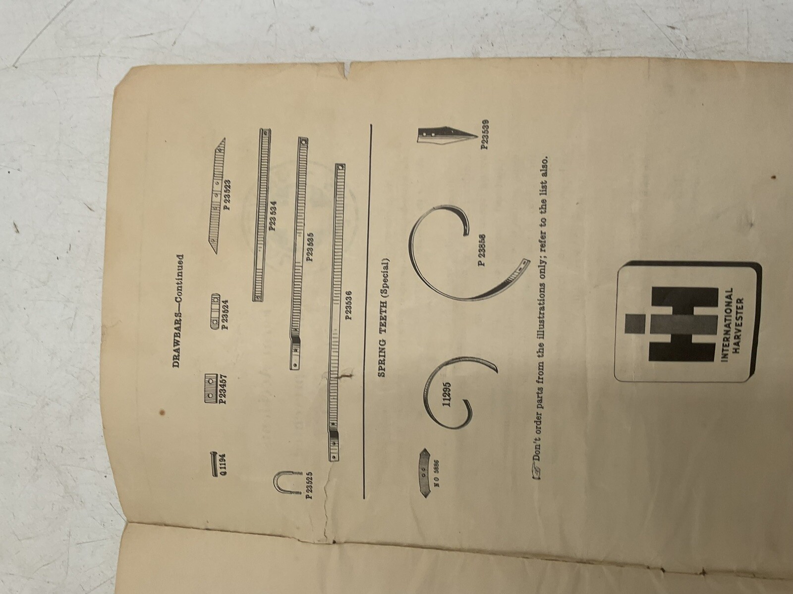 1947 McCormick Deering 2 Harrow Specs Agricultural Instruction Manual Parts List