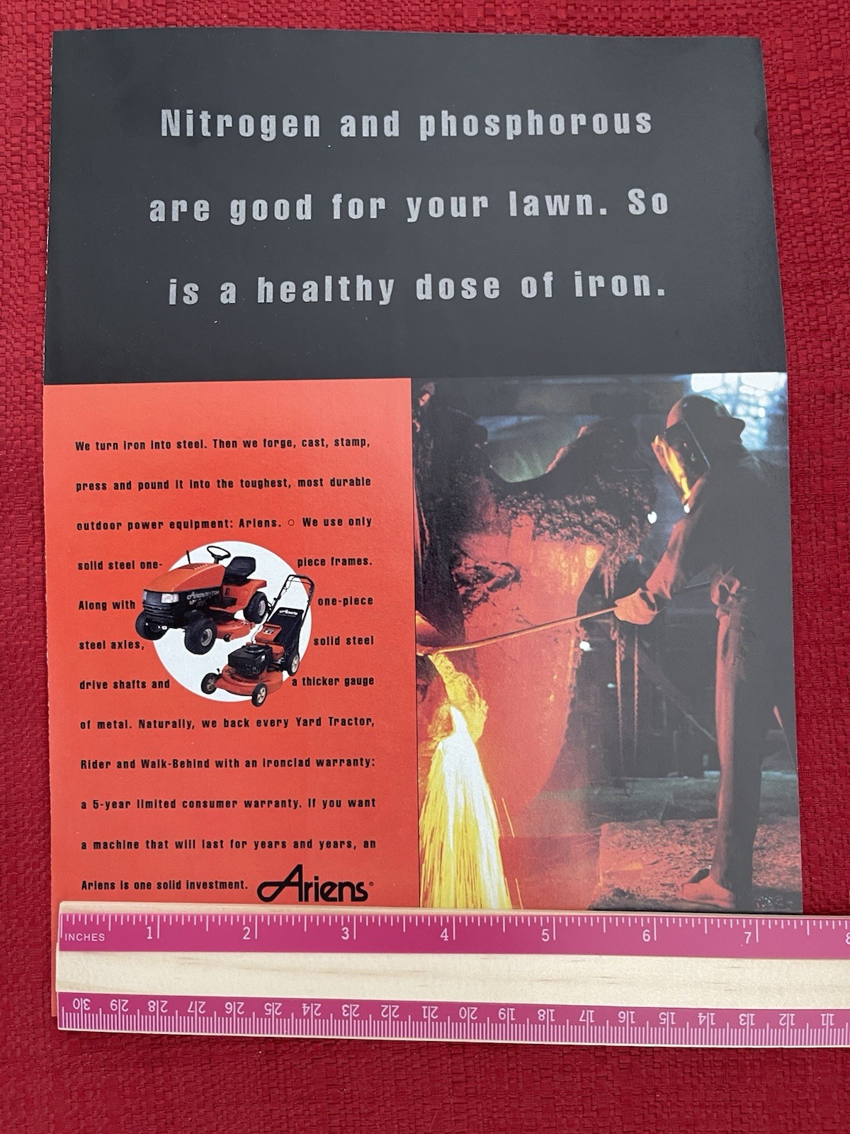 Vintage 1995 Ariens Garden Tractor Riding Lawn Mower Print Ad