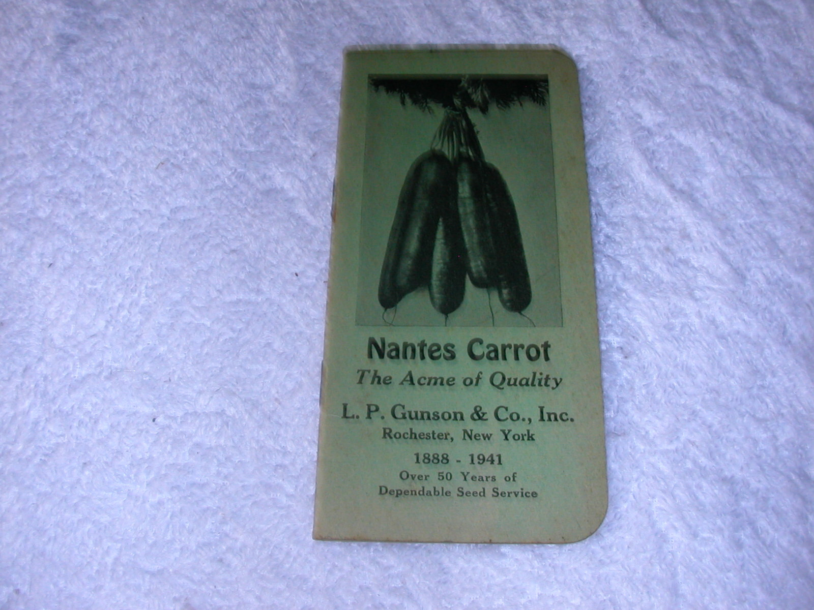 1941 Pocket Note Book Nantes Carrot L. P. Gunson & Co., Inc. Rochester, New York