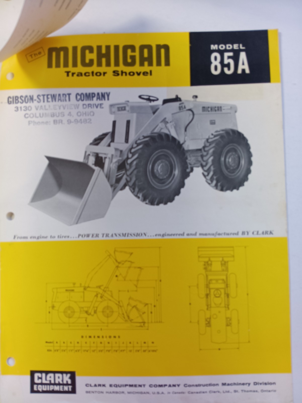 Clark Michigan Model 85A Tractor Shovels Wheel Loaders Sales Flyer