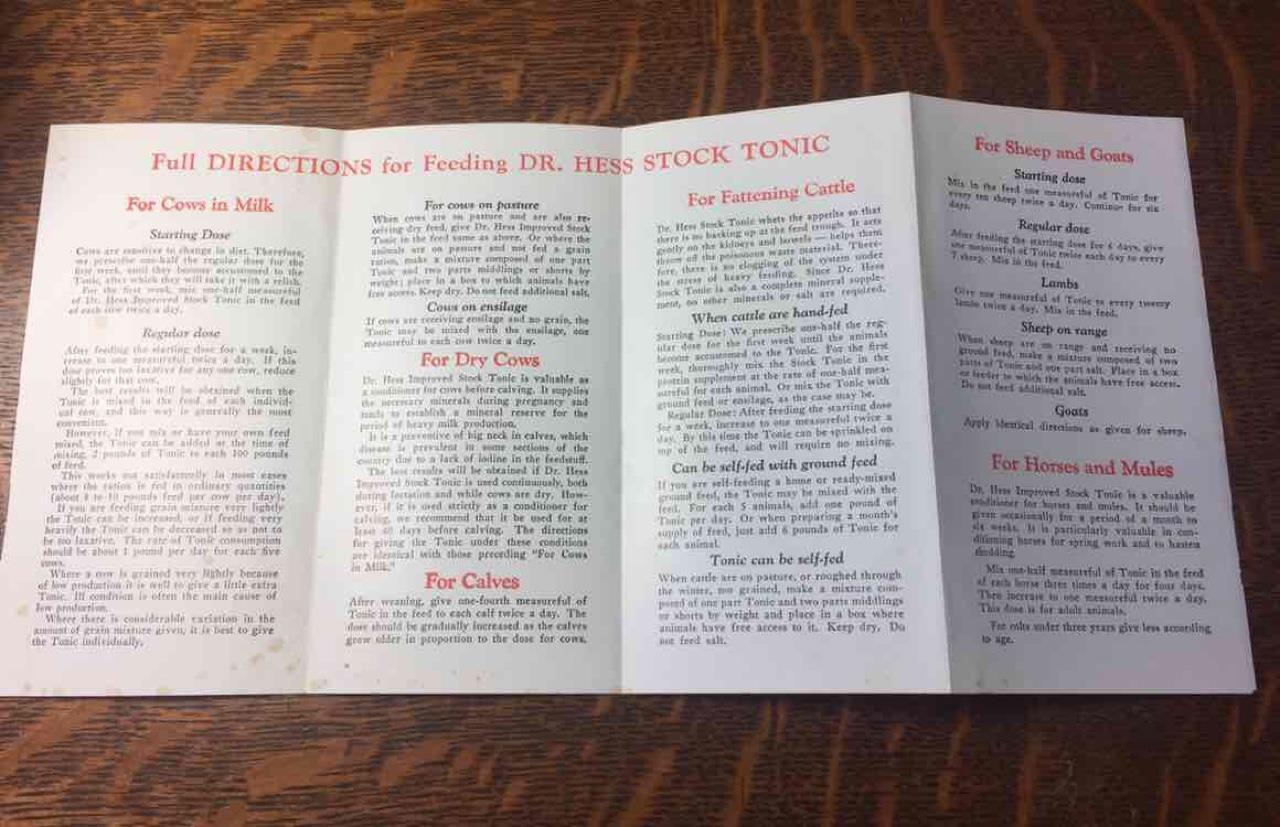 Antique Vintage Dr. Hess Improved Stock Tonic Flier Coupon Advertising Ephemera