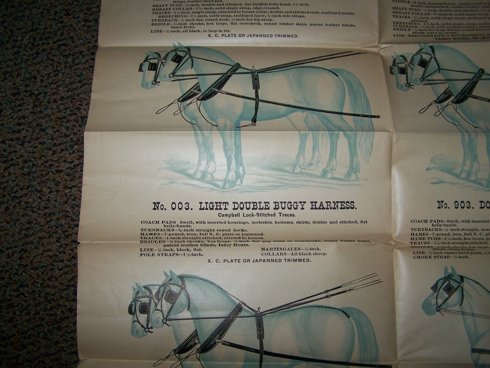 BANNER HARNESS Horse Farm Implement Sales POSTER Horse Drawn Implement Buggy WOW