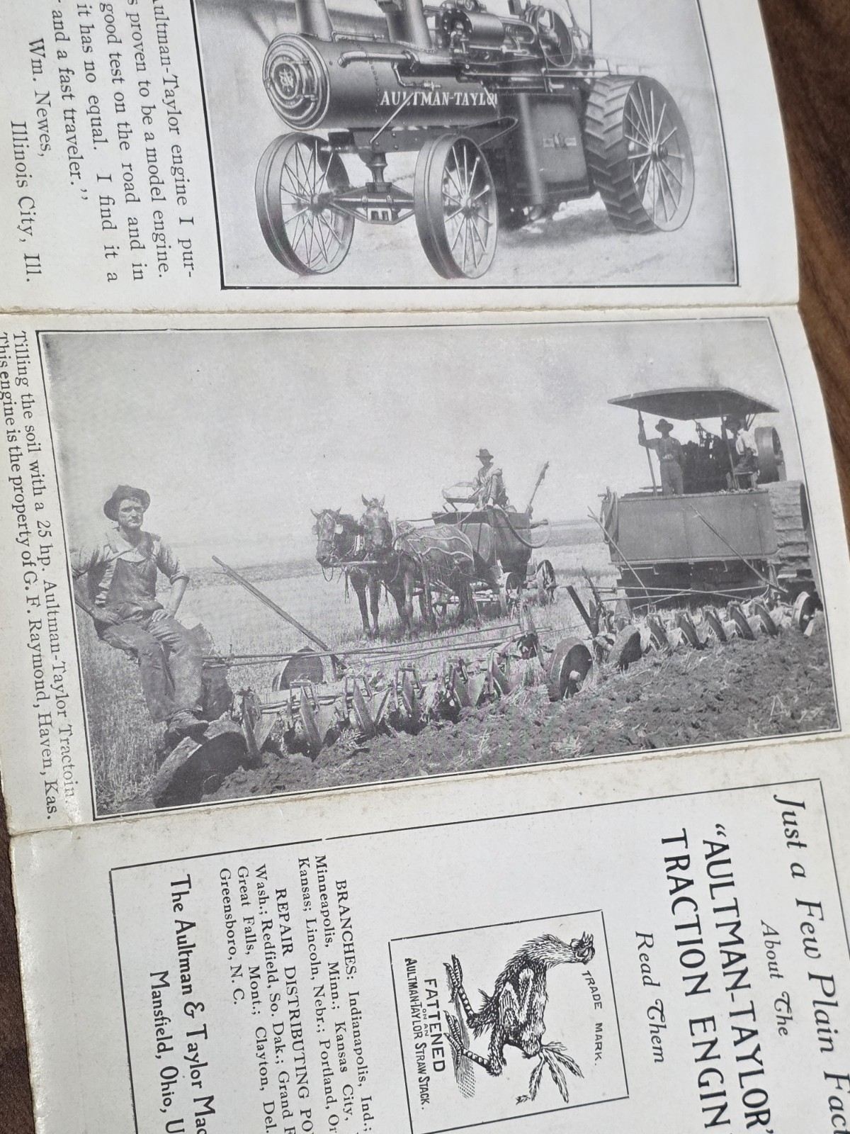 Rare Early 1900s Aultman & Taylor Small Tractor Brochure