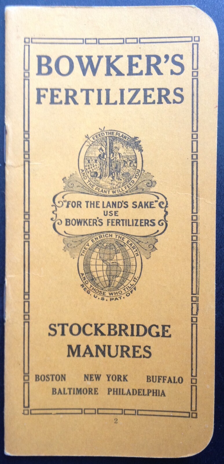 C.1923 BOWKER&rsquo;S FERTILIZERS HANDY POCKET NOTEBOOK, STOCKBRIDGE MANURES
