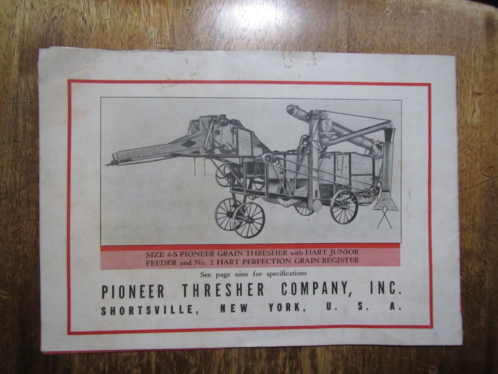 Early 1900&rsquo;s Pioneer Thresher Brochure-Shortsville,NY Farm Implement Rarely Seen