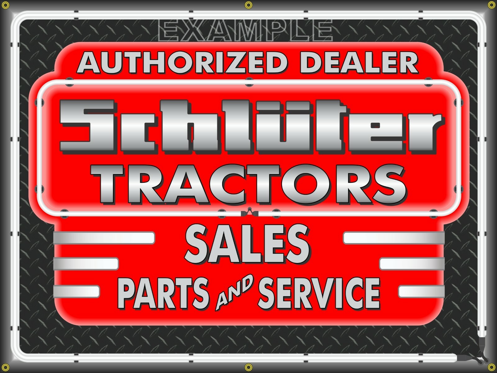 SCHLUTER TRACTORS DEALER SALES SERVICE OLD SIGN REMAKE BANNER MURAL SHOP ART