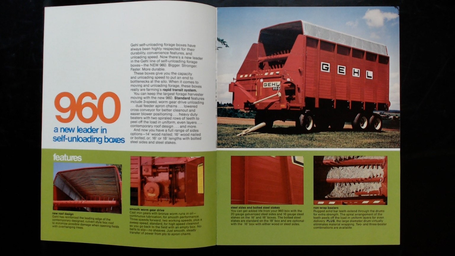 Gehl Self-Unloading Box 960 Agriculture Brochure Vintage Forage Harvester