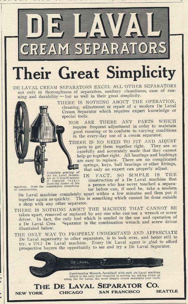 Magazine Ad – 1912 – De Laval Cream Separator – New York – (#1)