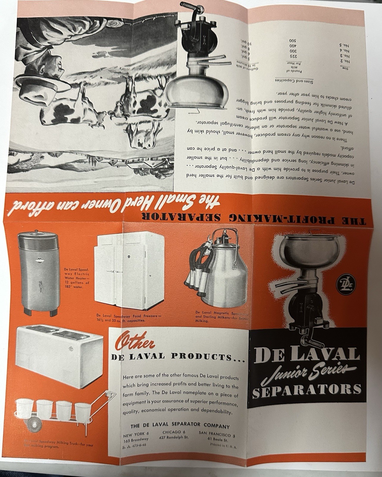 1950&rsquo;s De Laval Junior Series Cream Separators pamphlet (22A)