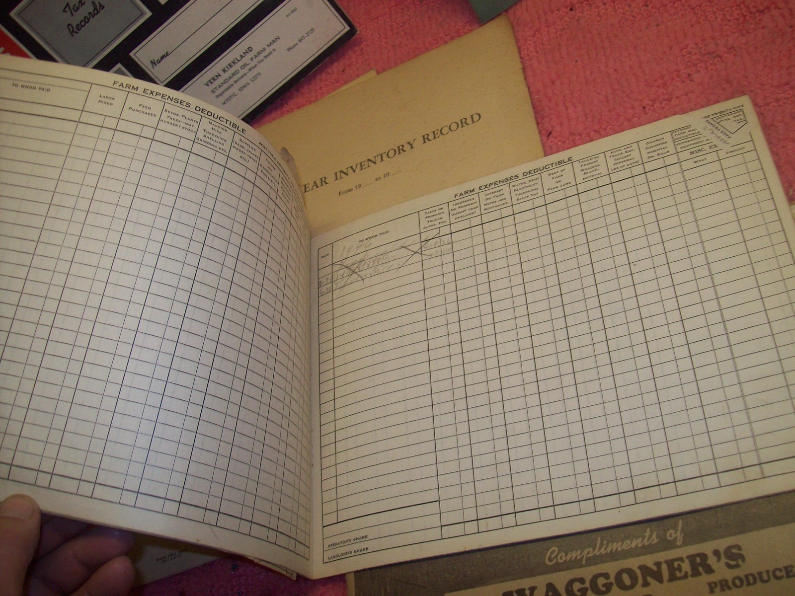 Vintage Lot 1940s 1950s 1960s FHA FSA Farm Record Book, Standard Oil, Waggoners