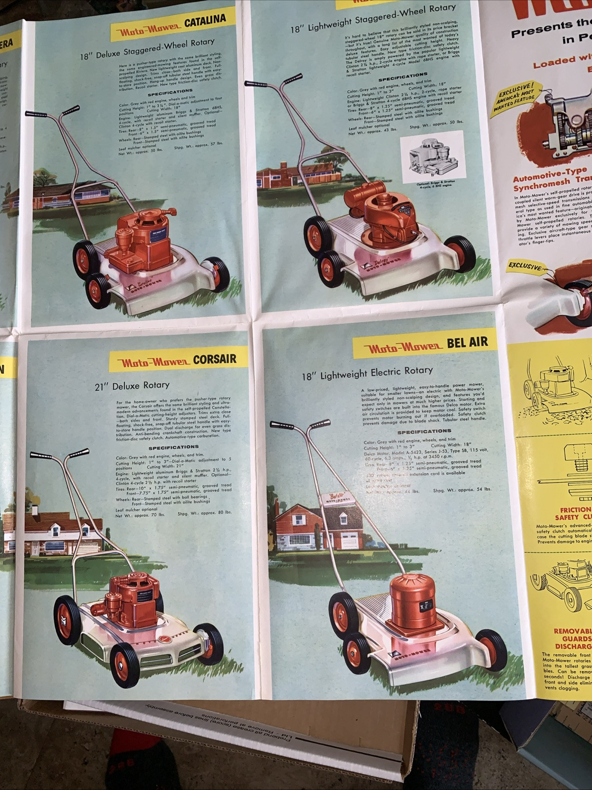 1957 MOTO-MOWER Co REEL LAWN MOWER Vintage Dealer promo ADVERTISE package tear